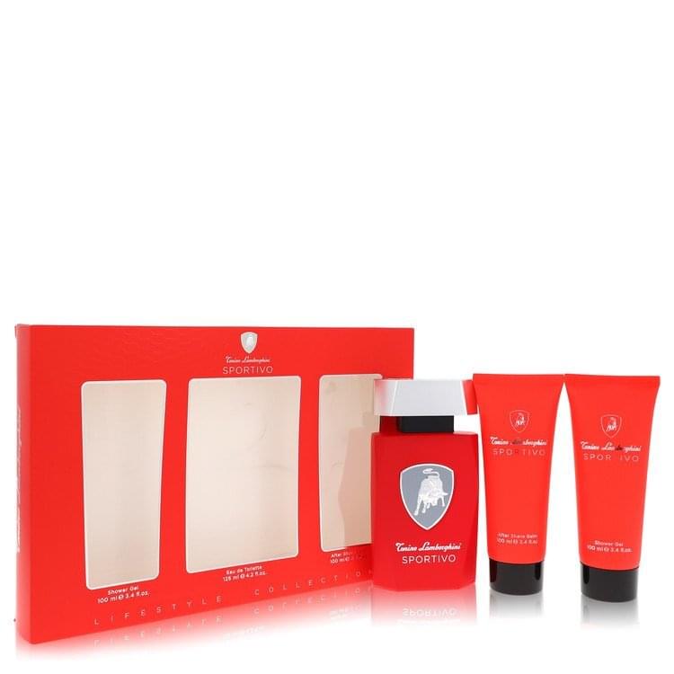 Lamborghini Sportivo by Tonino Lamborghini Gift Set -- 4.2 oz Eau De Toilette Spray + 3.4 oz Shower Gel + 3.4 oz After Shave Balm (Men).